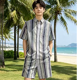 dior vertical stripe jacquard short sleeve shirt & shorts